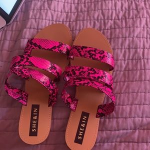 Pink Snake Skin Slides